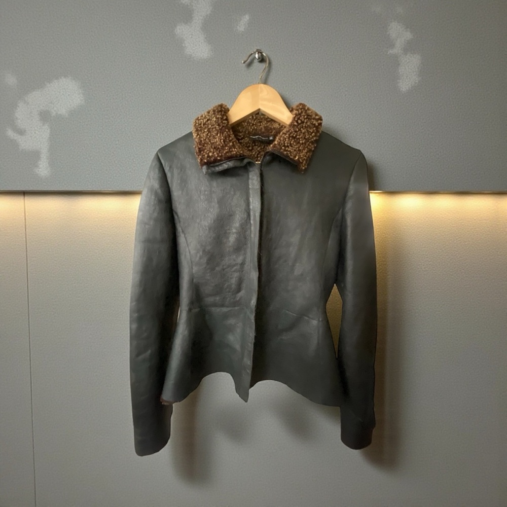 Giorgio Armani leather and fur jacket
